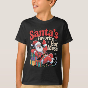 Santa's Favorite Hot Mess Christmas Funny Margarit T-Shirt