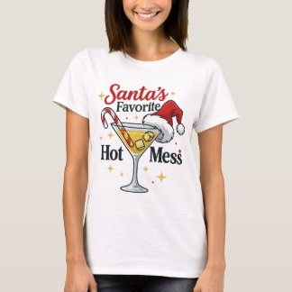 Santa's Favorite Hot Mess Drink Print | Funny  T-Shirt