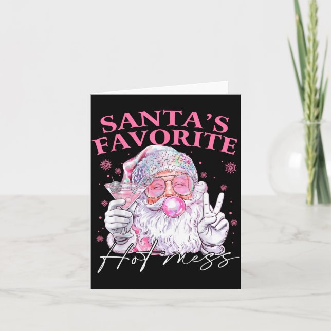 Santa's Favorite Hot Mess Funny Christmas  Card (Front)