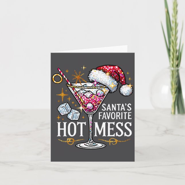 Santa's Favorite Hot Mess Long Sleeve  Card (Front)