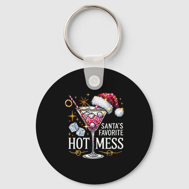 Santa's Favorite Hot Mess Long Sleeve  Keychain (Front)