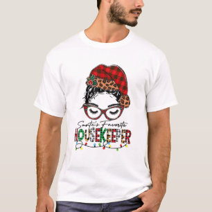 Santa's Favorite Housekeeper Christmas Buffalo Pla T-Shirt