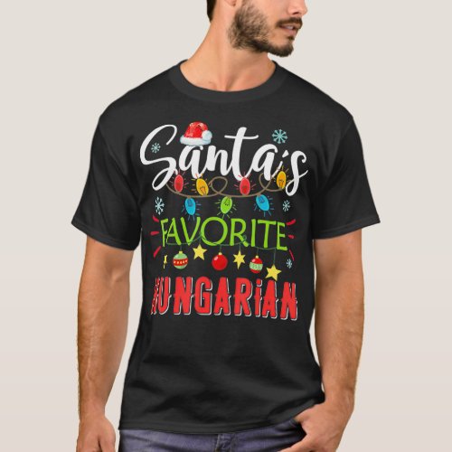 Santas Favorite Hungarian Xmas Light Santa Hat Chr T_Shirt