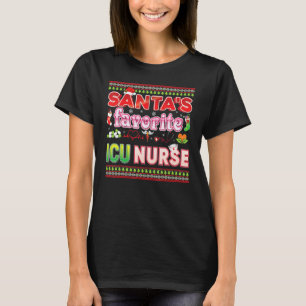 Santa's Favorite Icu Nurse Christmas Santa Hat Swe T-Shirt