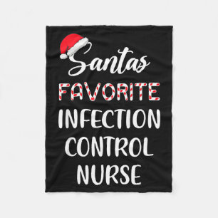 Santa's Favorite Infection Control Nurse Christmas Fleece Blanket