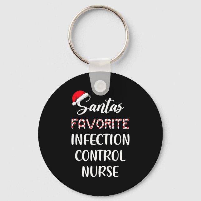 Santa's Favorite Infection Control Nurse Christmas Keychain (Front)