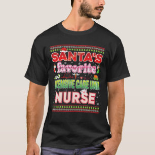 Santa's Favorite Intensive Care Unit Nurse Christm T-Shirt