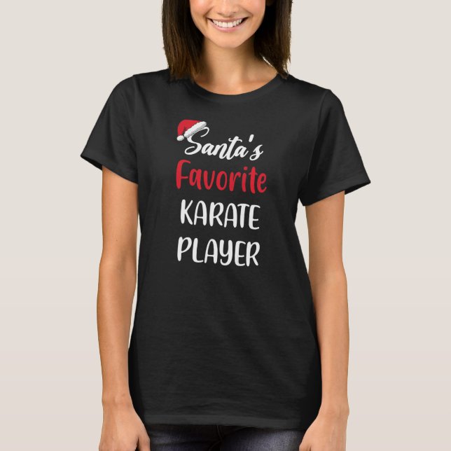 Santas Favorite Karate Player  Christmas Karate T-Shirt (Front)