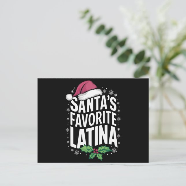 Santa's Favorite Latina Christmas Ugly Xmas Holiday Postcard (Standing Front)