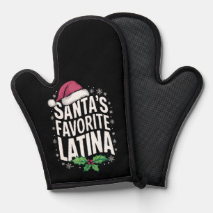 Santa's Favorite Latina Christmas Ugly Xmas Oven Mitt