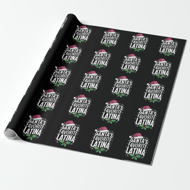 Santa's Favorite Latina Christmas Ugly Xmas Wrapping Paper (Unrolled)