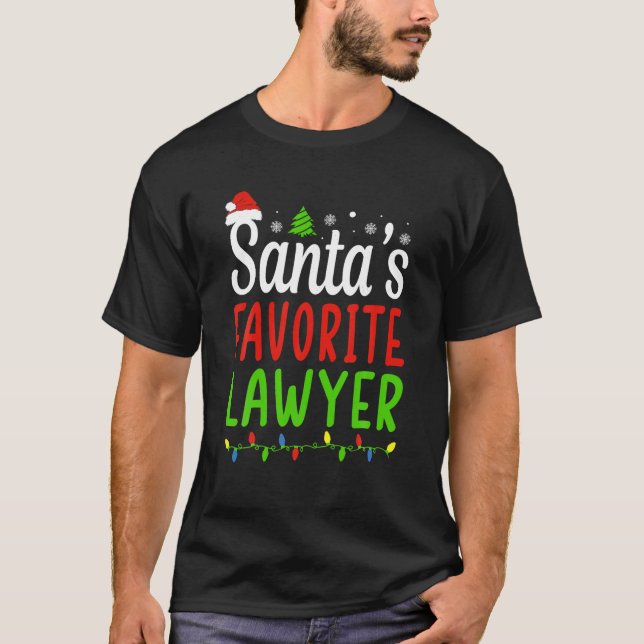 Santas Favorite Lawyer Funny Christmas Santa Hat L T-Shirt (Front)