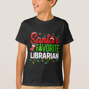 Santa's Favorite Librarian Christmas Library Book T-Shirt