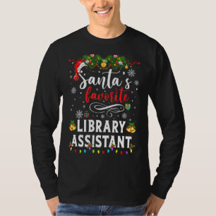 Santa's Favorite Library Assistant Santa Hat Chris T-Shirt