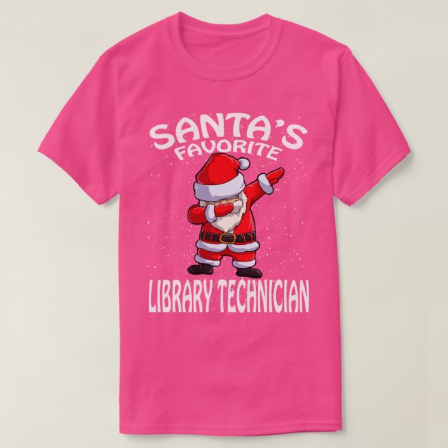 Santas Favorite Library Technician Christmas T-Shirt (Design Front)