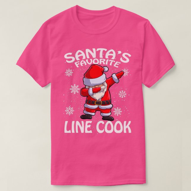 Santas Favorite Line Cook Christmas  T-Shirt (Design Front)