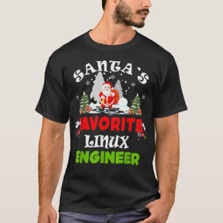 Santas Favorite Linu Engineer Funny Christmas T-Shirt