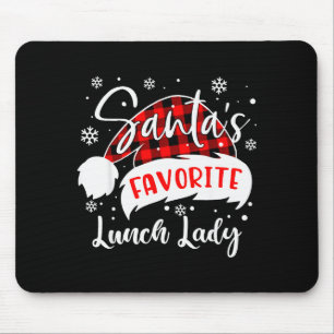 Santa's Favorite Lunch Lady Hat Flannel Christmas  Mouse Pad