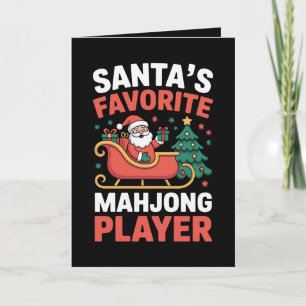 Santas Favorite Mahjong Player Christmas Sleigh Card