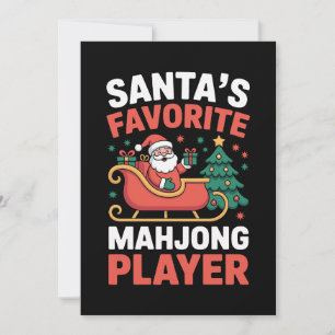 Santas Favorite Mahjong Player Christmas Sleigh Invitation