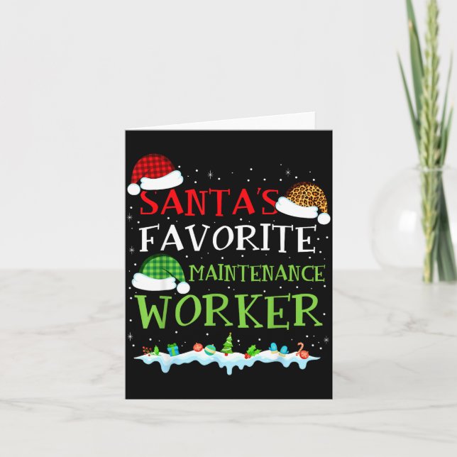 Santa's Favorite Maintenance Worker Fun Christmas  Card (Front)