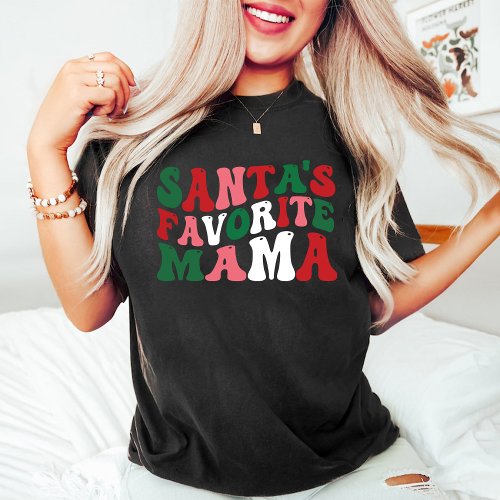 Santas Favorite Mama Groovy Christmas Black T_Shirt