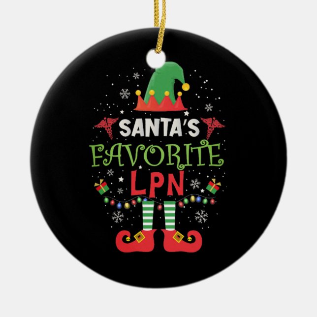 Santas Favorite Massage Therapist Ceramic Ornament (Front)