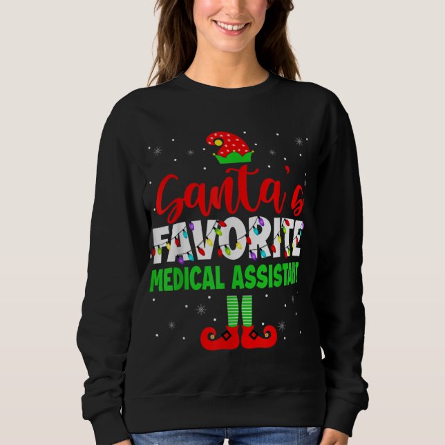 Santa's Favorite Medical Assistant Christmas Light Sweatshirt (Front)
