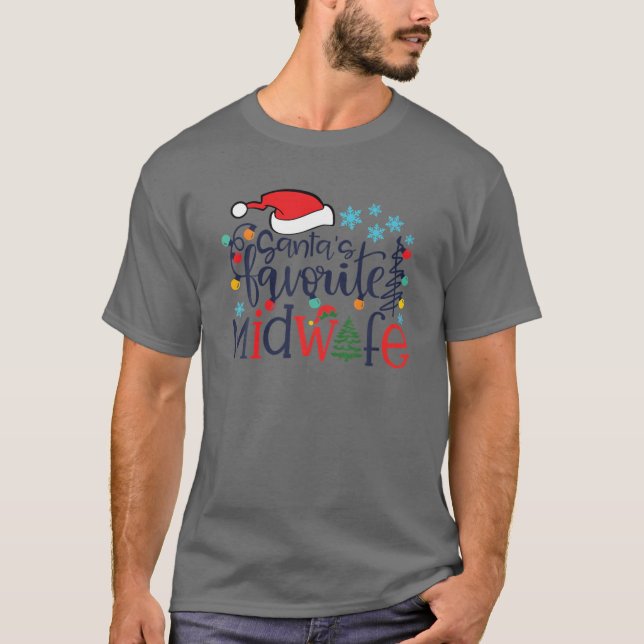 Santa's Favorite Midwife Merry Christmas Midwife G T-Shirt (Front)