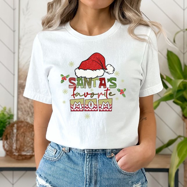 Santa's Favorite Mom T-shirt, Cristmas Mama Gift T-Shirt (Creator Uploaded)