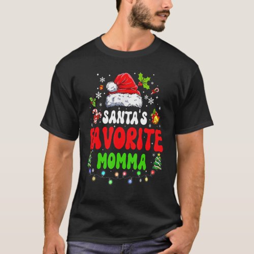 Santas Favorite Momma Groovy Christmas Santa Hat  T_Shirt