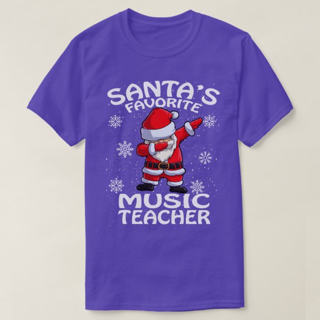 Santas Favorite Music Teacher Christmas T-Shirt (Design Front)