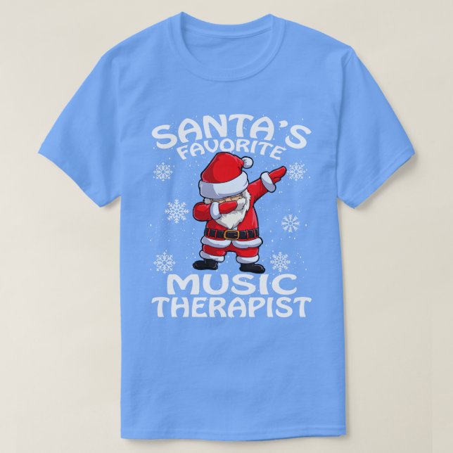 Santas Favorite Music Therapist Christmas T-Shirt (Design Front)