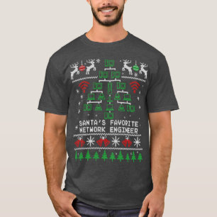 Santas Favorite Network Engineer Christmas for IT T-Shirt