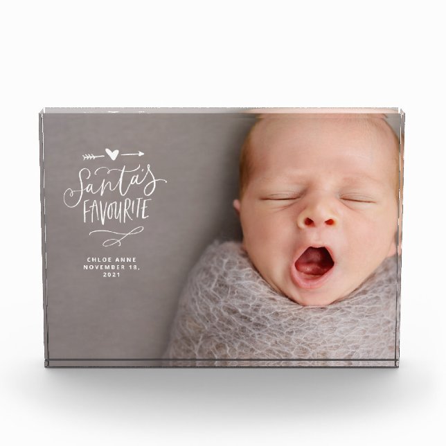 Santas Favorite New Baby Birth Annoucement Photo Block (Front)