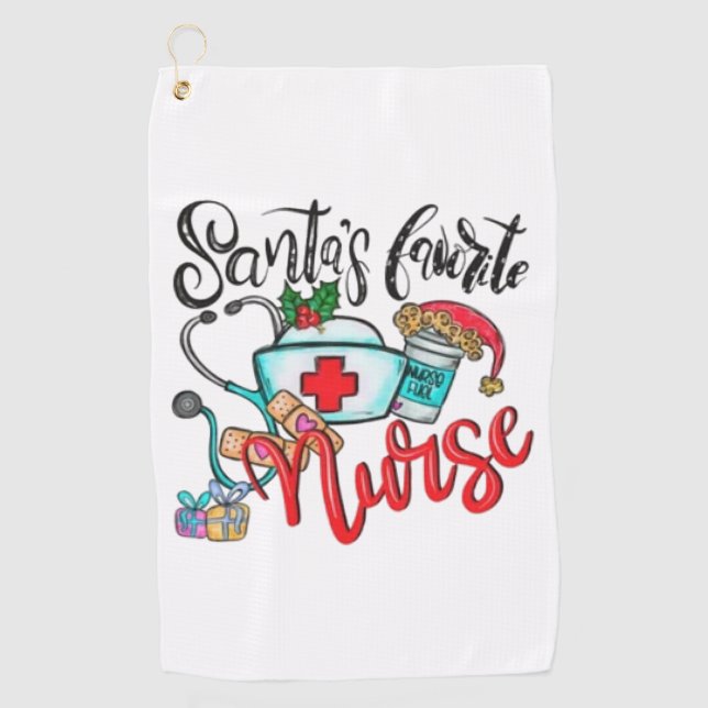 santas favorite nurse  1 golf towel (Front)