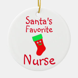 Santa's Favorite Nurse Ceramic Ornament