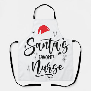 Santa's Favorite Nurse Christmas Apron