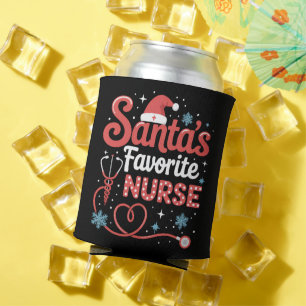 Santa's Favorite Nurse Christmas Can Cooler