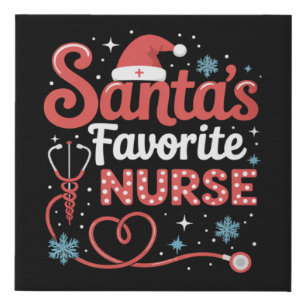 Santa's Favorite Nurse Christmas Faux Canvas Print