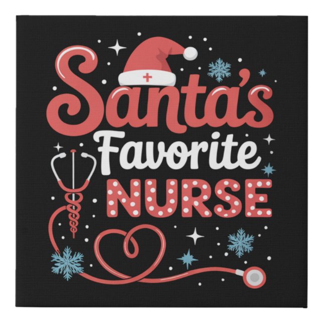 Santa's Favorite Nurse Christmas  Faux Canvas Print (Front)