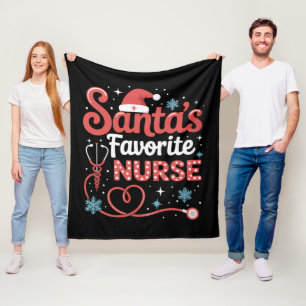 Santa's Favorite Nurse Christmas Fleece Blanket