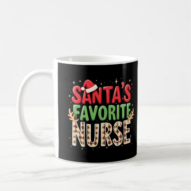 Santa's Favorite Nurse Christmas Holiday Mug (Left)
