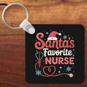 Santa's Favorite Nurse Christmas Keychain