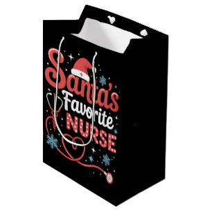 Santa's Favorite Nurse Christmas Medium Gift Bag