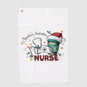 Santa's Favorite Nurse Christmas Mom Nurse Golf Towel