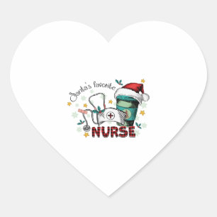 Santa's Favorite Nurse Christmas Mom Nurse Heart Sticker
