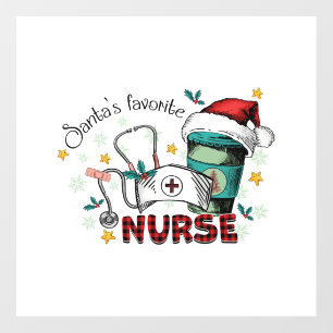 Santa's Favorite Nurse Christmas Mom Nurse Wall Decal