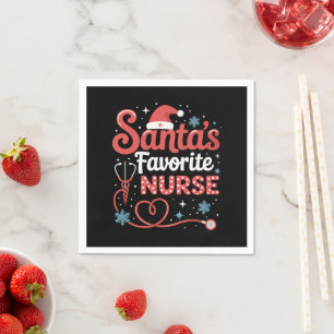 Santa's Favorite Nurse Christmas Napkins