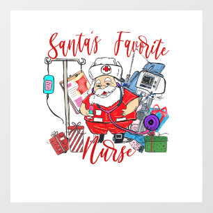 Santa's Favorite Nurse Christmas Nursing Santa Cla Wall Decal